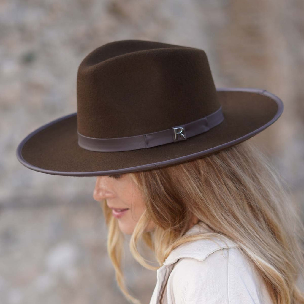 Brown Rigid Brimmed Fedora Hat | 100% Wool Felt - Raceu Hats display picture 2