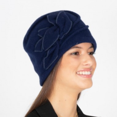 Vintage Lână Beanie din lână Sarah albastru marin