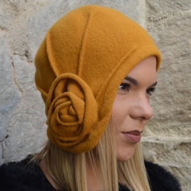 Căciulă din lână fiartă Mustard Vintage - Culoare muștar Raceu Hats