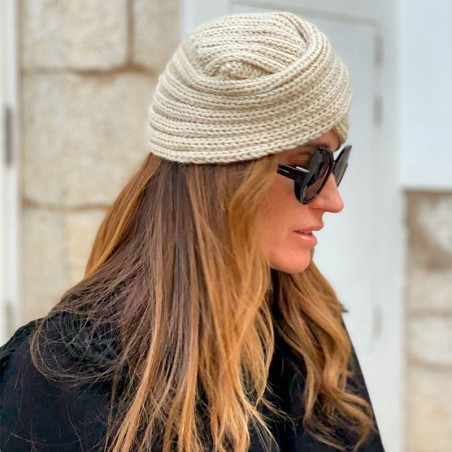 Fascia turbante per capelli da donna in beige - Raceu Hats Online