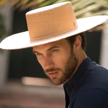 Large Brim Boater Hat Puebla for Men - Straw Hats