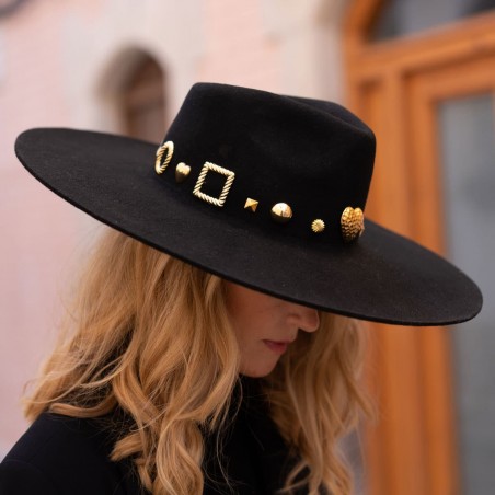 Fedora pour femme - Chapeau à larges bords avec ruban noir