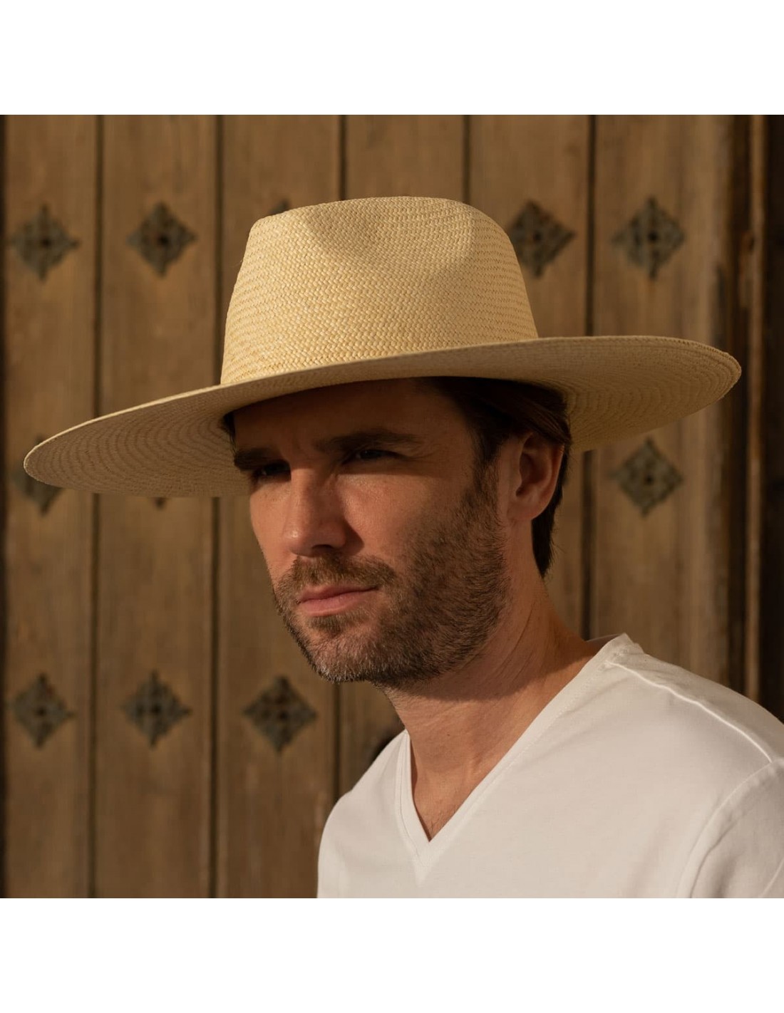 Shop Large Brim Panama Hat Natural Color for Men - Panama Hats UK for Men