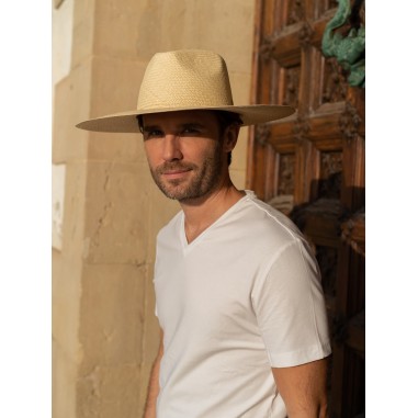 man in panama hat