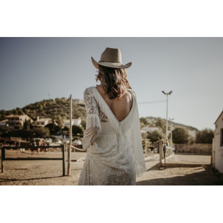 Cappello di paglia sfrangiato bianco Santorini - Stile Fedora - Raceu Hats