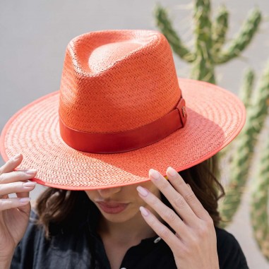 Pălărie de paie Florida Coral - Fedora Style - Pălărie de paie - Fedora style Raceu Hats