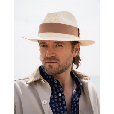 Panama Hat Classic Design in Natural Color with Brown Band for Men