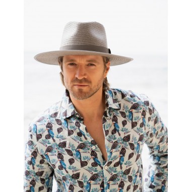 Straw Hat Florida Grey - Fedora Style for Men - Straw Hats