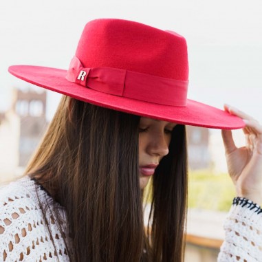 Pălărie Fedora de damă din lână cu pâslă de culoare roșie Made in Spain - Made in Spain Raceu Hats