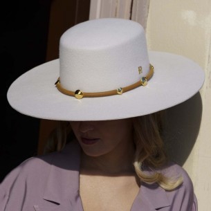 Sombrero Fedora Mujer Ala Ancha Fieltro de Lana Cinta Piel - Boston - Raceu  Hats