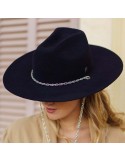Sombrero Cowboy Mujer Beige Cadena Dorada Aspen - Sombrero Vaquero