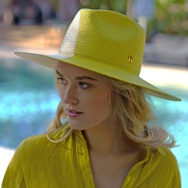 Pălărie Panama Hat Bicolor Natural/Pistachio TAO - Pălării pentru femei - - - Raceu Hats