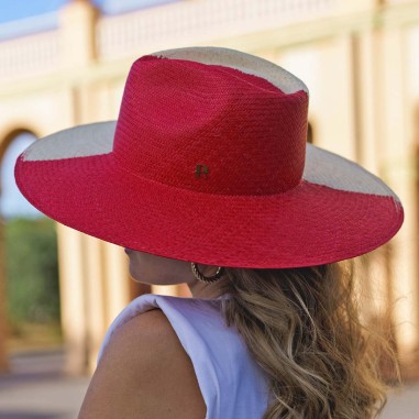 Pălărie Panama Hat Bicolor Natural/Raspberry TAO - Pălării pentru femei - - - Raceu Hats