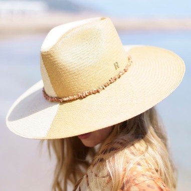 Panama Hat Women's Bicolor Natural/Cappuccino DELHI  - Raceu Hats