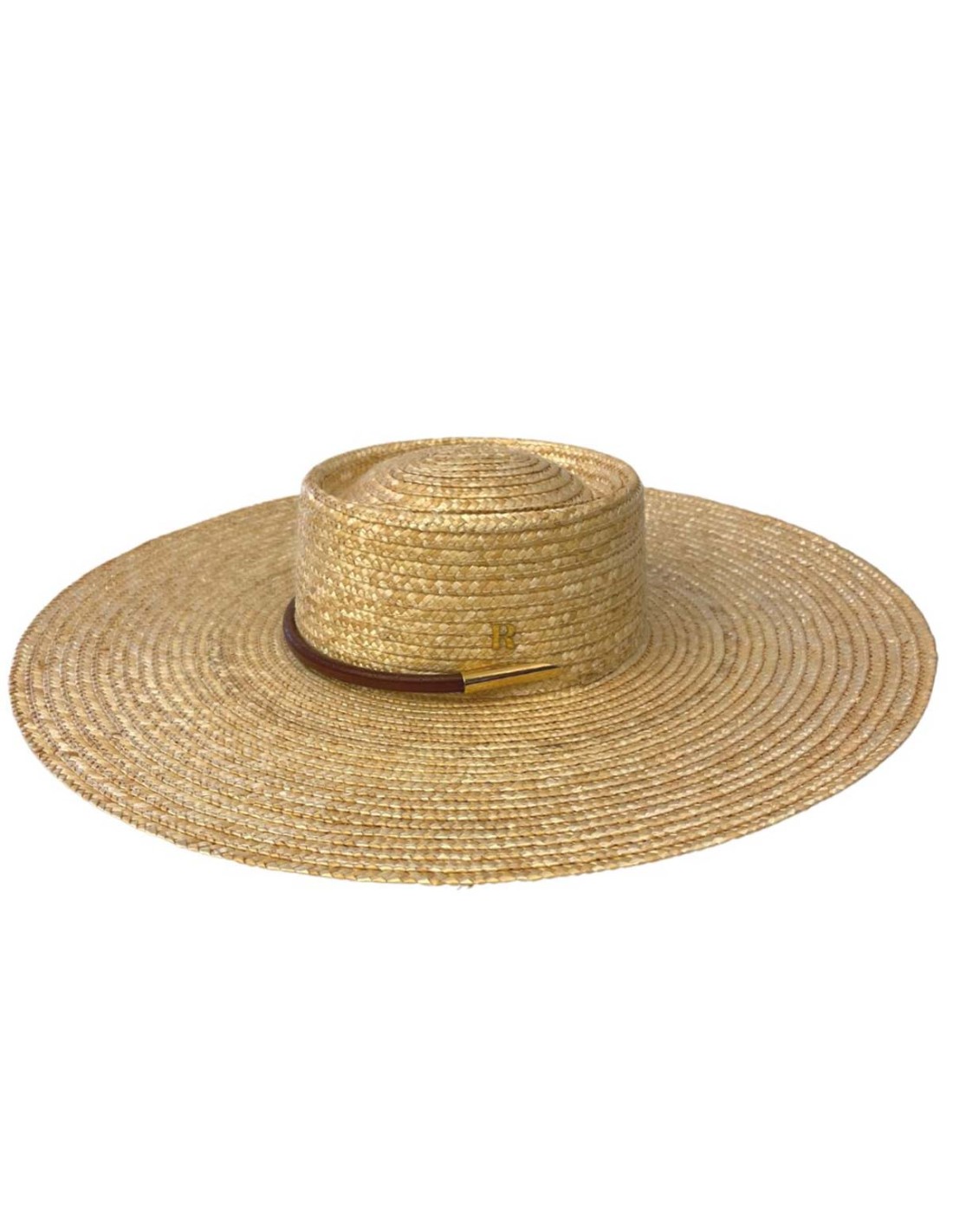 Chapeau de cortège style Empire en paille naturelle fabriqué en France
