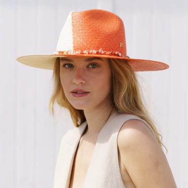 Pălărie Panama Hat Woman Bicolor Natural/Orange DELHI