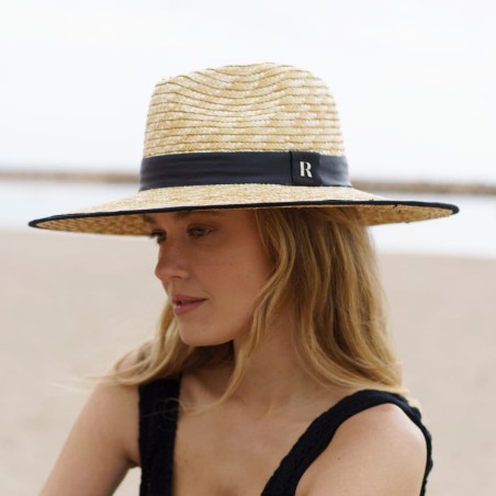 Lack of Color | The Spencer Wide Brimmed Boater | Straw/Black Women's Straw Sun Hat | 55cm (S) | Designer Hats | Express Shipping Available