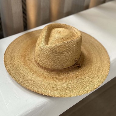 Pălărie Fedora Camel cu boruri largi pentru femei - Culoare Camel POSITANO