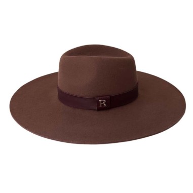 Wide-Brimmed Women's Fedora Hat in 100% Wool Felt in Original Woodrose Color