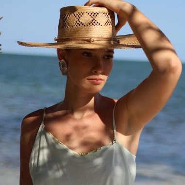 Women's Medium Brim Boater Hat Handwoven in 100% Wheat Straw - RACEU HATS