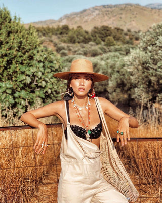 Sombrero de Palma Mejicano - Fedora Ala Ancha - Sombreros Mujer