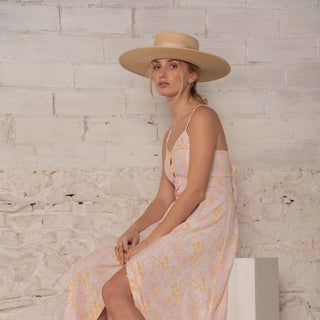 Sombrero Canotier Ala Ancha Murano Cinta Beige