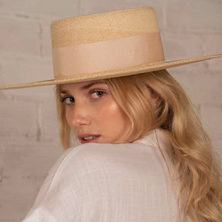 Sombrero Canotier Ala Ancha Murano Cinta Beige