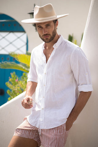 Sombrero Fedora en color crema de ala amplia para hombre