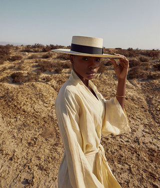Sombrero Canotier Ala Ancha Paja de Palma - Sombreros de playa