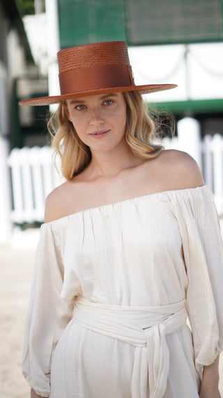 sombrero panama canotier color marron
