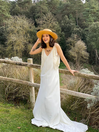 Sombrero de Novia Canotier Panamá Padua color Miel - Sombreros Panamá Estilo Canotier