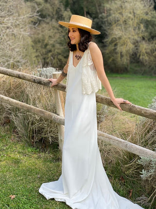 Sombrero de Novia Canotier Panamá Padua color Miel - Sombreros Panamá Estilo Canotier