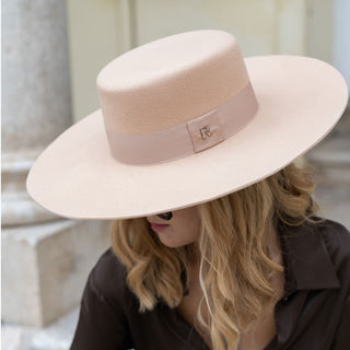 Sombrero Fieltro Ala Ancha Canotier Torino Cappuccino - Copa y Ala Rígida - Raceu Hats