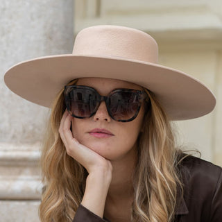 Sombrero Fieltro Ala Ancha Canotier Torino Cappuccino - Copa y Ala Rígida - Raceu Hats