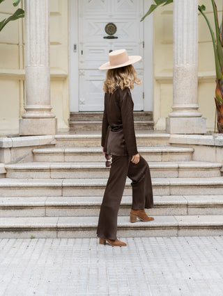 Sombrero Fieltro Ala Ancha Canotier Torino Cappuccino - Copa y Ala Rígida - Raceu Hats