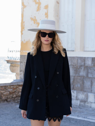 Sombrero Fieltro Ala Ancha Canotier Torino Blanco Roto - Copa y Ala Rígida - Raceu Hats