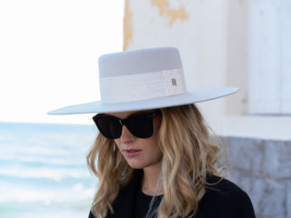 Sombrero Fieltro Ala Ancha Canotier Torino Blanco Roto - Copa y Ala Rígida - Raceu Hats