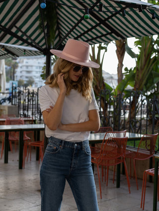 Sombrero Fedora Fieltro de Lana Color Rosa - Raceu Hats