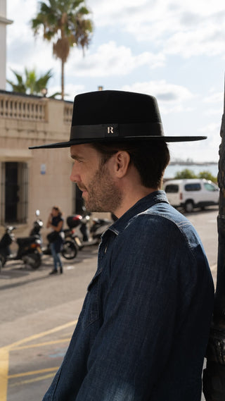 Sombrero Fedora Hombre Fieltro de Lana color Negro Austin - Raceu Hats