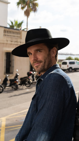 Sombrero Fedora Hombre Fieltro de Lana color Negro Austin - Raceu Hats