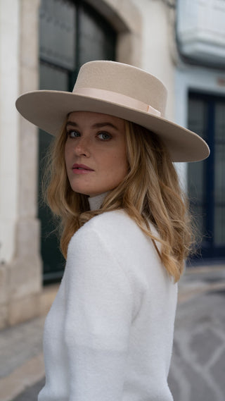 Sombrero Canotier de ala ancha en 100% Fieltro de Lana - Raceu Hats