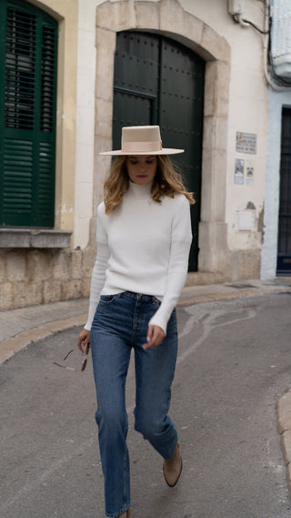 Sombrero Canotier de ala ancha en 100% Fieltro de Lana - Raceu Hats