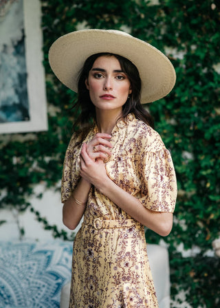 Sombrero Invitada Boda Canotier Ala Ancha Murano - Raceu Hats