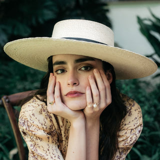 Sombrero Invitada Boda Canotier Ala Ancha Murano - Raceu Hats