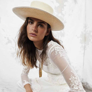 Sombrero de Novia Canotier Panamá Padua color Natural - Sombreros Panamá Estilo Canotier - Raceu Hats