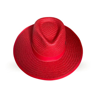 Sombrero de Paja Florida Rojo - Estilo Fedora - Raceu Hats