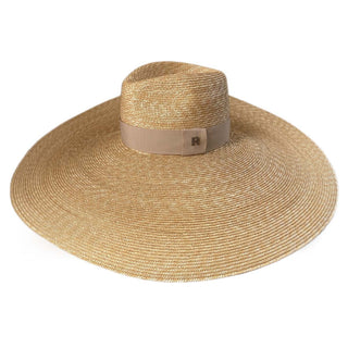Sombrero Ala Ancha Extragrande con Cinta Beige Ombre Raceu Hats