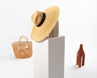 Sombrero Fedora Mujer Ala Ancha Extragrande con Cinta Negra - Raceu Hats