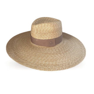 Sombrero Belair Ala Ancha de Paja Cosida decorado con Cinta Marrón Raceu Hats