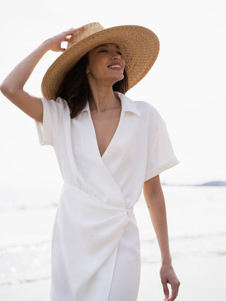 Sombrero Belair Ala Ancha de Paja Cosida decorado con Cinta Marrón Raceu Hats